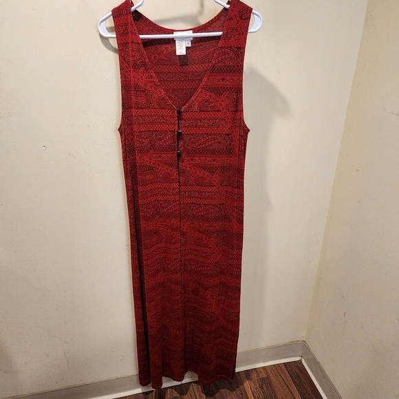 Coldwater Creek Women's Red Long Sleevesless Duster Tunic Size S - Picture 3 of 10
